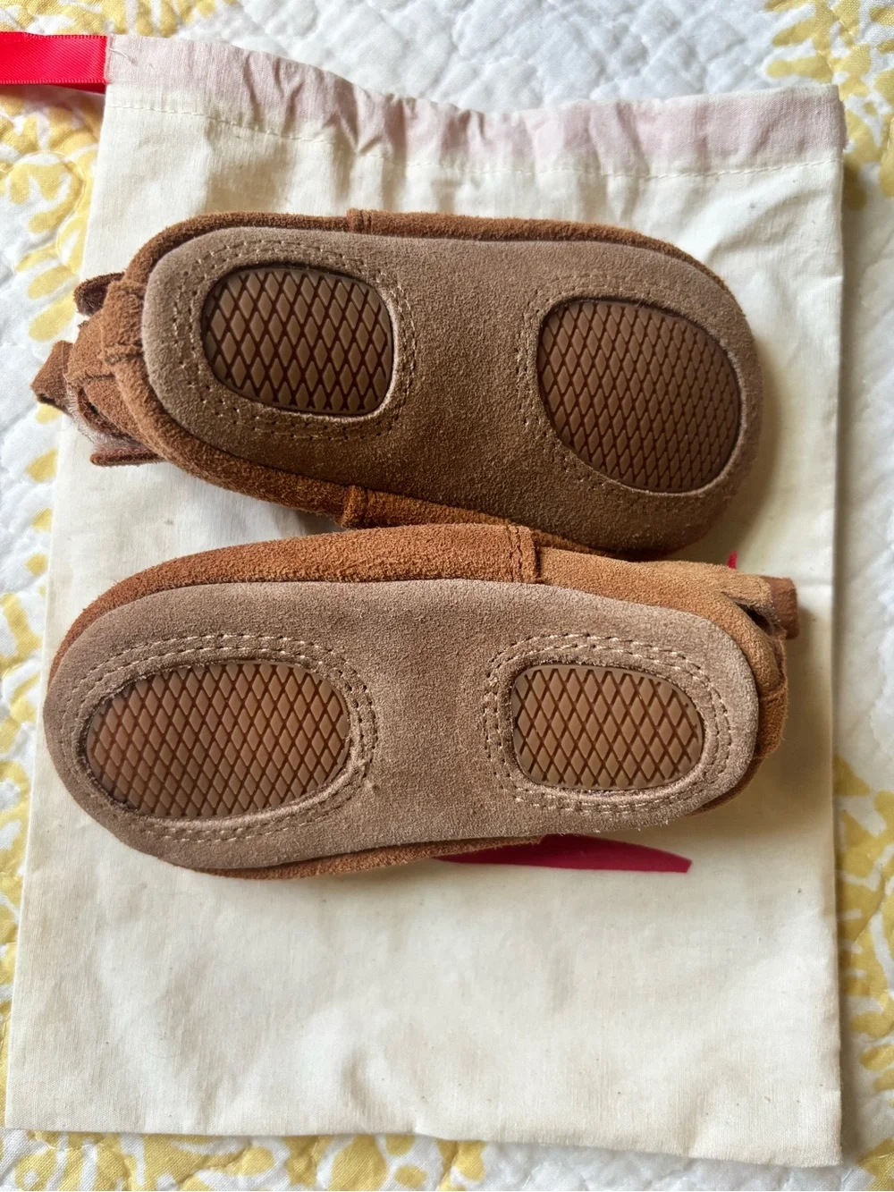 Zutano tan suede moccasin baby shoes